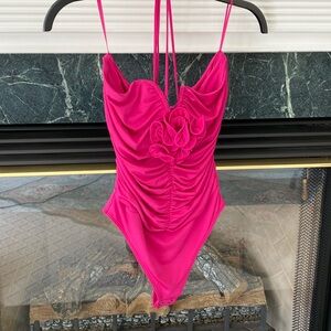 Express Rouched Body Contour Thong Bodysuit